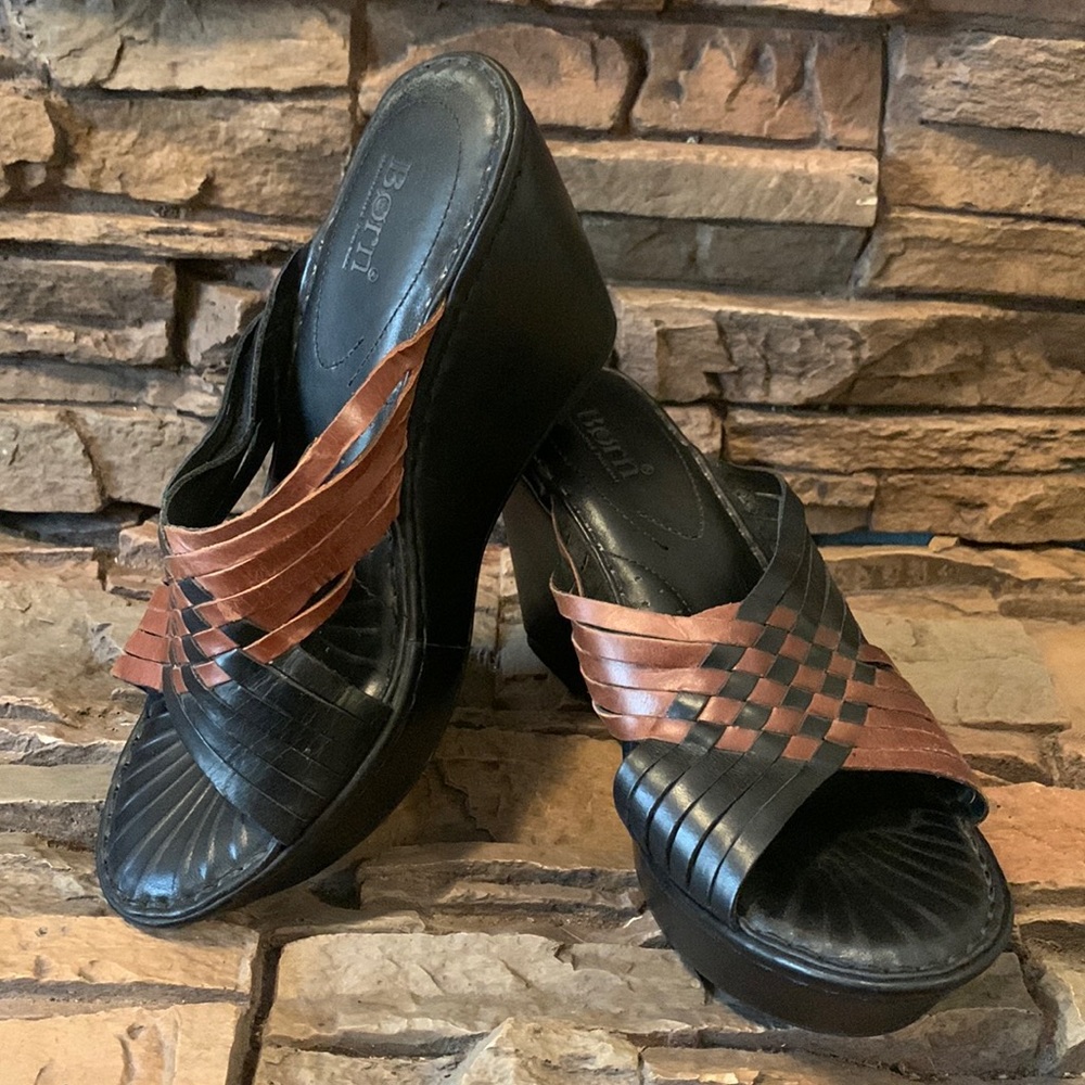 Born Braided Leather Wedges